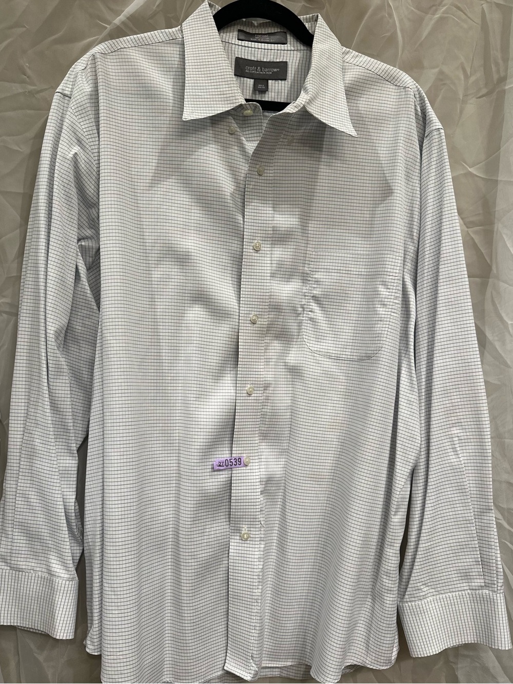 croft & barrow Gray & White Check Dress Shirt